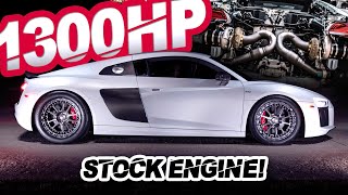 Audi R8 060MPH in 13 Seconds 1300WHP on STOCK ENGINE [upl. by Schwenk626]