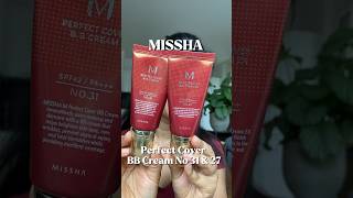 Missha Perfect Cover BB Cream No 31 amp 27 Swatches missha [upl. by Ellehcam]