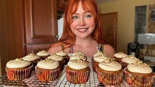 ASMR Baking Pumpkin Spice Cupcakes Close Whispered Voiceover [upl. by Hartnett547]