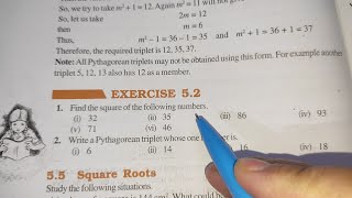 Square and Square Roots Chapter 5 Ex52  Class 8th Maths  New Book [upl. by Esilana]