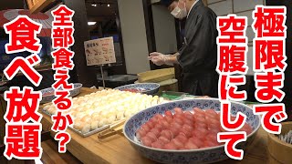 巨大寿司皿！刺身舟盛り！ステーキ！天ぷらが食べ放題！日本最強のホテルバイキングに空腹で挑む！！ [upl. by Fausta]