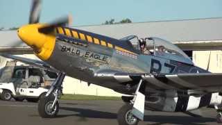 P51 Mustang Bald Eagle departing Warrenton Fauquier Airport on 51213 [upl. by Ardnosak]