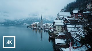 Snowy Scenic Walk in Hallstatt Austria Morning Binaural Winter Sounds ❄️ [upl. by Airbmak92]