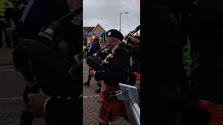 SCOTTISH BAGPIPERS AND IPSWICH FANS MARCH ALONG PORTMAN ROAD [upl. by Flinn]