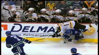 Dan Hamhuis hip check flips Lucic 6111 [upl. by Enyak947]