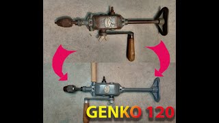 Vintage Antique German Hand Crank Drill Genko 120 restoration [upl. by Neerom]