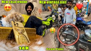 Apna New GOLD iPhone unbox kar diya ❤️ or Pune se apni Pehli Vintage Bike train se nikal gayi 😍 [upl. by Rhea]