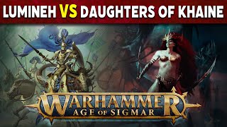 Lumineth Realm Lords vs Daughters of Khaine Age of Sigmar Battle Report [upl. by Ibbie]