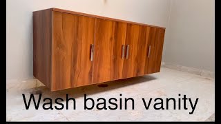 countertop wash basin how to make wash cabinet vanity banane ka tarika [upl. by Airdnassac]