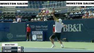 John Millman vs Richard Gasquet Highlights WINSTON SALEM 2016 [upl. by Deehsar]