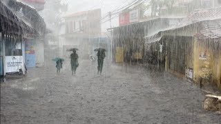 Super heavy rain and strong winds in my village  thunderstorm  fall asleep to the sound of rain [upl. by Stanway897]