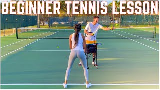 Beginner Tennis Lesson  Forehand Backhand amp Serve Learned in Just 30 Minutes [upl. by Aggy]