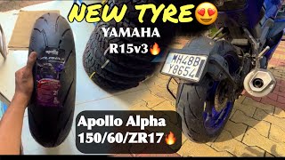 New Tyre150mm Install In R15🔥 Apollo Alpha H1😍 Best Tyre For R15 V3 🔥thebikersg [upl. by Gibert240]