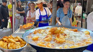 Long queue Deep fried crispy potatoes shake sold out 150 kilos a day  Thai street food [upl. by Emmuela]