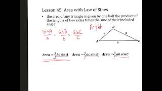 Lesson 45 Area with Law of Sines [upl. by Hazelton]