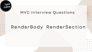 RenderBody and RenderSection in MVC  MVC Interview Questions  Tamil [upl. by Yelrac]