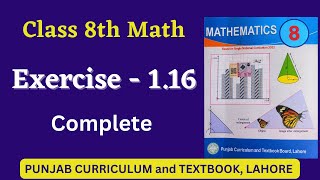 Class 8 Math Exercise 116  Complete  NEW BOOK Class 8th Math New Book Unit 1 Exercise 116 [upl. by Arba]