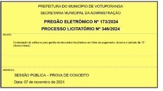 PREGÃO ELETRÔNICO 1732024 PROCESSO 3462024 [upl. by Ibed]