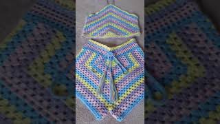 Conjunto de crochê blogueirinha em cores candycroche candycrushsaga viralshorts tutorials [upl. by Yenoh]