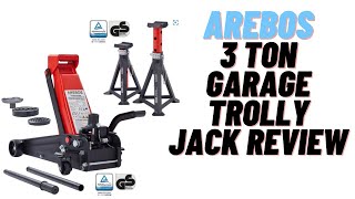 Arebos Garage Jack And Axle Stands Lifting Capability 3 Tons [upl. by Atinel]