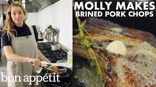 Molly Makes PanRoasted Brined Pork Chops  From the Test Kitchen  Bon Appétit [upl. by Yblehs]