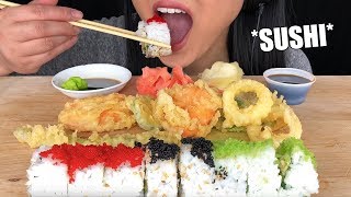 ASMR SUSHI  VEGGIE TEMPURA  Eating Sounds  Spicy Masago 寿司 鮨 刺身  ASMR Phan [upl. by Elbag260]