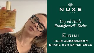 Get Glowing Skin and Shiny Hair with Nuxes Huile Prodigieuse Rich Oil [upl. by Anirad905]