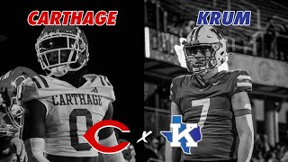 TXHSFB 4A DII AREA ROUND FACEOFF Krum vs 1 Carthage 2024 Texas High School Football Playoffs [upl. by Sitoeht657]