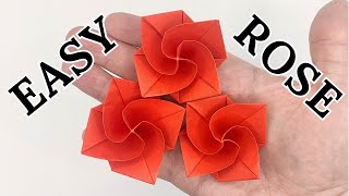 Easy Origami ROSE 🌹 How to make a paper roses [upl. by Terag]