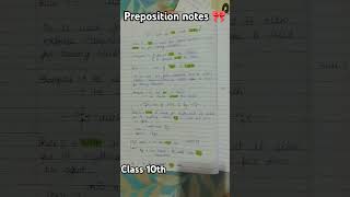 preposition notes preposition notesenglishgrammar class10 shortvideo [upl. by Eitak]