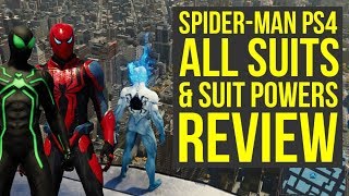 Spider Man PS4 All Suits and Abilities In The Game REVIEW Spiderman PS4 Suits [upl. by Heurlin961]