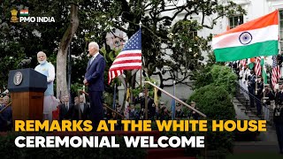 Prime Minister Narendra Modi at the White House Ceremonial Welcome Ceremony l PMO [upl. by Leugar384]