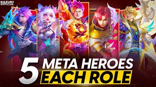 TOP 5 META HEROES FROM EVERY ROLE TO BAN OR PICK  PATCH UPDATE [upl. by Dyche186]