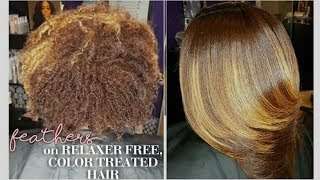 Feathers on Relaxer Free Color Treated Hair [upl. by Iniffit]