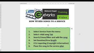 Elvanto How to add songs to a service [upl. by Ahsinik819]