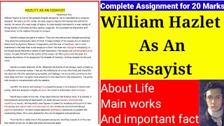 William Hazlet as an Essayist [upl. by Calloway]