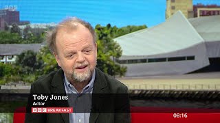 Toby Jones Indiana Jones Mr Bates vs The Post Office Actor On BBC Breakfast 12122023 [upl. by Larsen]