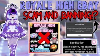 ROYALE HIGH EBAY SCAMMING YOU WILL BE BANNED EXPLOITED HALOS WATCH OUT FOR THIS TRADING HUB [upl. by Eelana]