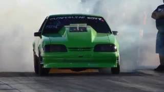 Muttley wheelie Mustang vs The Cloverleaf boyz green N20 Mustang at the Dirty South No Prep Series [upl. by Euqcaj]