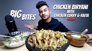 Chicken biryani with chicken curry amp raita MUKBANG  RECIPE  Akshanshu Aswal [upl. by Trevah298]