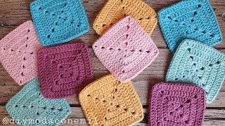 Como tejer el sencillo cuadrado granny a crochet paso a paso [upl. by Gleason]