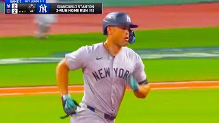 Giancarlo Stanton 2 Run Home Run  New York Yankees vs Guardians 2024 ALCS Game 5 Highlights [upl. by Adnahcir]