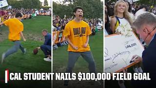 California Golden Bears student NAILS FIELD GOAL for 100000 on College Gameday 🏈💰 [upl. by Papagena]