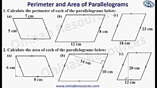 Perimeter and Area of Parallelograms [upl. by Neelyk]