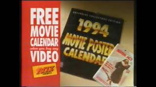 Ritz Video advert promoting a free 1994 movie calendar  8th December 1993 UK television commercial [upl. by Kat978]