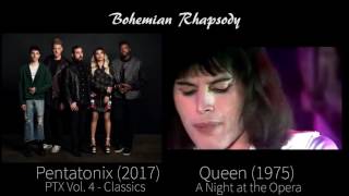 Bohemian Rhapsody  Queen  Pentatonix side by side [upl. by Dj]