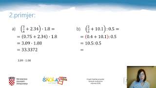 Matematika 5 r OŠ  Redoslijed računskih operacija s decimalnim brojevima [upl. by Galen]