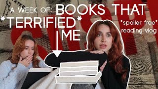 reading scary books for a week but i sp00k easily spoiler free reading vlog [upl. by Ahsaetan443]