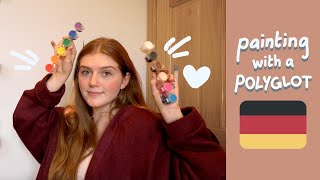 DE Paint with me in German 🇩🇪🖤❤️ Painting with a Polyglot 2 [upl. by Sirtimed]