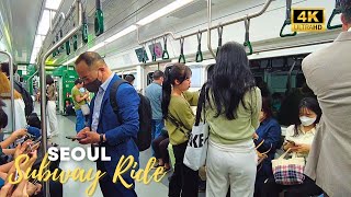 Unexpected Seoul Subway Ride During Rush Hour Euljiro 3ga Station to Jamsil Station Line 2 4K [upl. by Peace175]